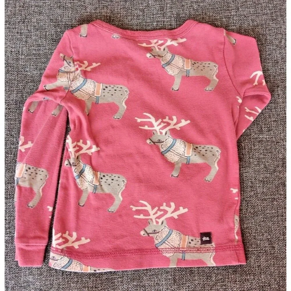 pajama 3T Tea Pink Reindeer Long Sleeve Shirt Pants Set